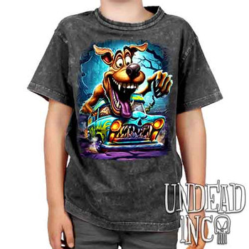 Mystery Machine Monster - Kids Unisex STONE WASH Girls and Boys T shirt