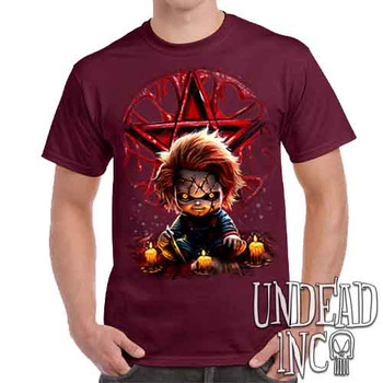 Chucky Pentagram - Men's  Maroon T-Shirt