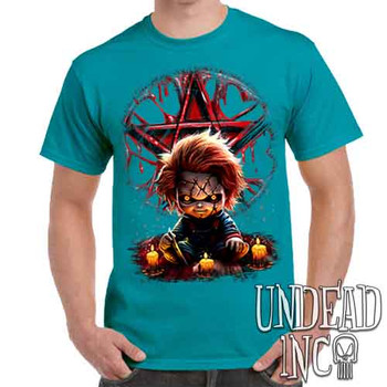 Chucky Pentagram - Men's Teal T-Shirt