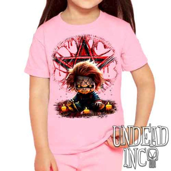 Chucky Pentagram - Kids Unisex PINK Girls and Boys T shirt