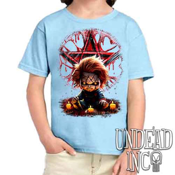 Chucky Pentagram - Kids Unisex BLUE Girls and Boys T shirt