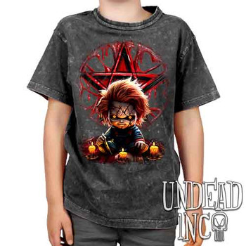 Chucky Pentagram - Kids Unisex STONE WASH Girls and Boys T shirt