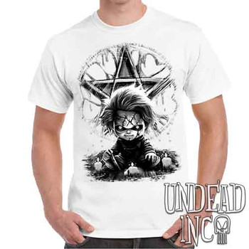 Chucky Pentagram Black & Grey - Men's White T-Shirt