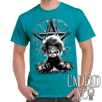 Chucky Pentagram Black & Grey - Men's Teal T-Shirt