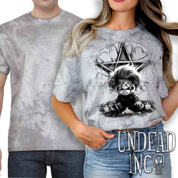 Chucky Pentagram Black & Grey - UNISEX COLOUR BLAST SMOKE T-Shirt