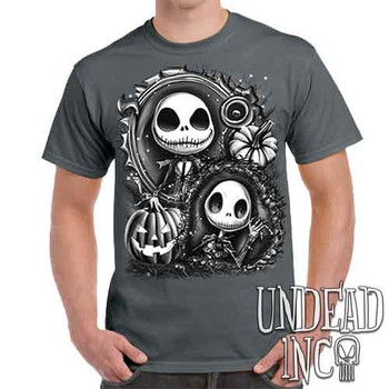 Jack Skellington Pumpkin Patch Black & Grey - Men's Charcoal T-Shirt