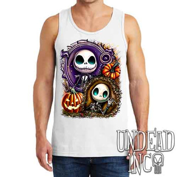 Jack Skellington Pumpkin Patch - Men's WHITE Tank Singlet