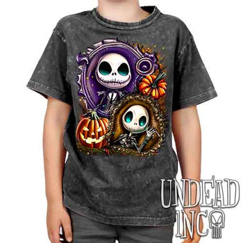 Jack Skellington Pumpkin Patch - Kids Unisex STONE WASH Girls and Boys T shirt