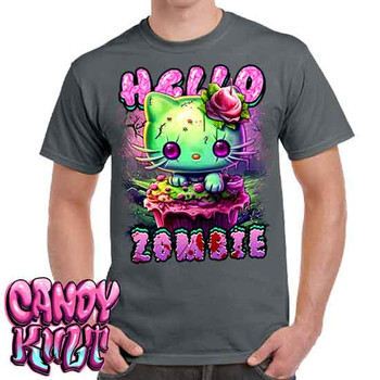 Zombie Kitty Fright Candy - Men's Charcoal T-Shirt