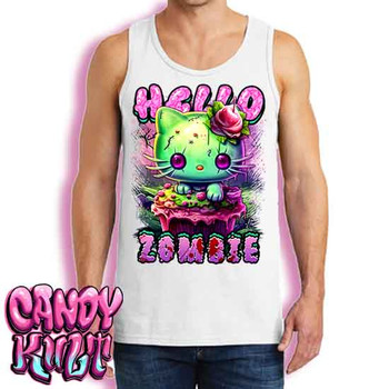 Zombie Kitty Fright Candy - Men's WHITE Tank Singlet