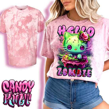 Zombie Kitty Fright Candy - UNISEX COLOUR BLAST CLAY T-Shirt