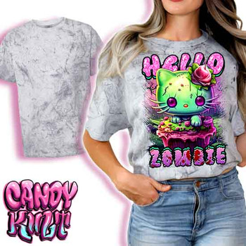 Zombie Kitty Fright Candy - UNISEX COLOUR BLAST SMOKE T-Shirt