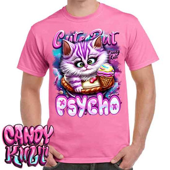 Cute But Psycho Cheshire Cat Candy Kult - Men's Pink T-Shirt