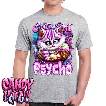 Cute But Psycho Cheshire Cat Candy Kult - Men's Light Grey T-Shirt