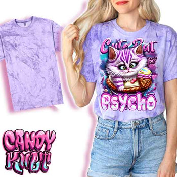 Cute But Psycho Cheshire Cat Candy Kult - UNISEX COLOUR BLAST PURPLE T-Shirt