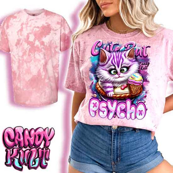 Cute But Psycho Cheshire Cat Candy Kult - UNISEX COLOUR BLAST CLAY T-Shirt