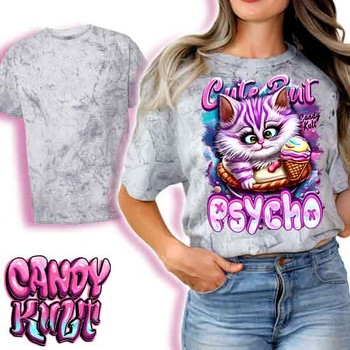 Cute But Psycho Cheshire Cat Candy Kult - UNISEX COLOUR BLAST SMOKE T-Shirt