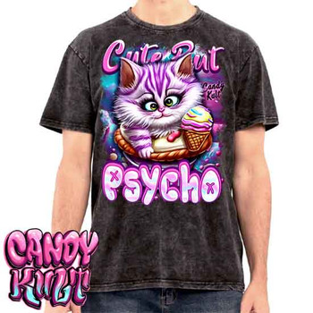 Cute But Psycho Cheshire Cat Candy Kult - UNISEX STONE WASH T-Shirt