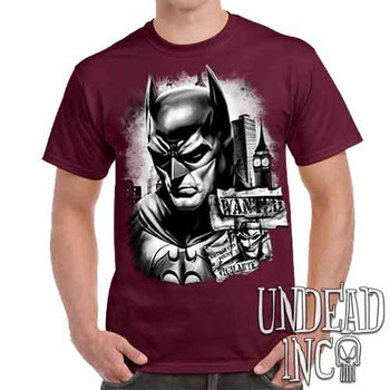 Wanted Vigilante Black & Grey - Men's  Maroon T-Shirt
