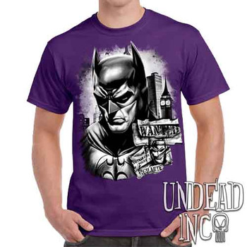 Wanted Vigilante Black & Grey - Men's Purple T-Shirt