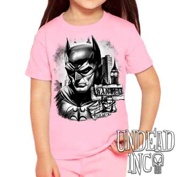 Wanted Vigilante Black & Grey - Kids Unisex PINK Girls and Boys T shirt