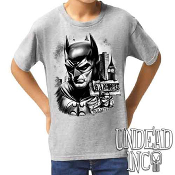 Wanted Vigilante Black & Grey - Kids Unisex GREY Girls and Boys T shirt