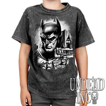 Wanted Vigilante Black & Grey - Kids Unisex STONE WASH Girls and Boys T shirt