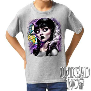 Wednesday Window - Kids Unisex GREY Girls and Boys T shirt