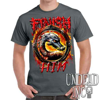 Mortal Kombat Finish Him - Men's Charcoal T-Shirt