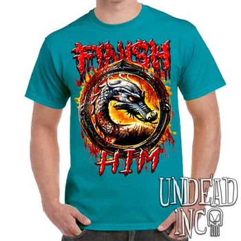 Mortal Kombat Finish Him - Men's Teal T-Shirt