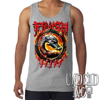 Mortal Kombat Finish Him - Men's GREY Tank Singlet