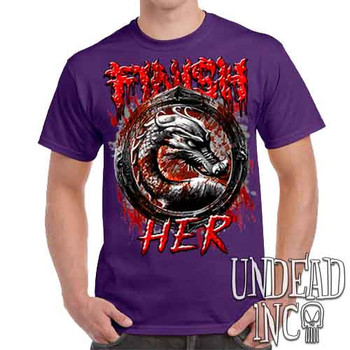 Mortal Kombat Finish Her Black & Grey - Men's Purple T-Shirt