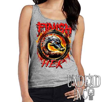 Mortal Kombat Finish Her - Ladies GREY Singlet Tank