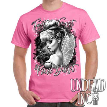 Tinkerbell Pixie Dust Black & Grey - Men's Pink T-Shirt