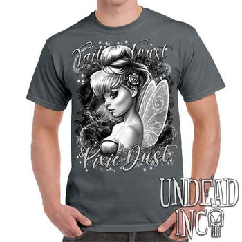 Tinkerbell Pixie Dust Black & Grey - Men's Charcoal T-Shirt