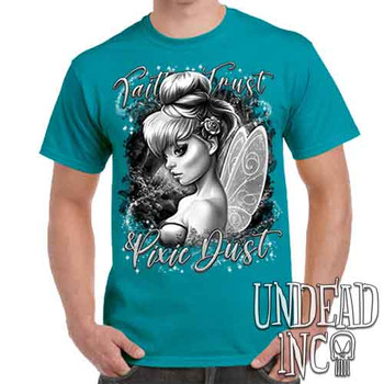 Tinkerbell Pixie Dust Black & Grey - Men's Teal T-Shirt