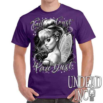 Tinkerbell Pixie Dust Black & Grey - Men's Purple T-Shirt