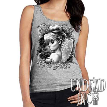 Tinkerbell Pixie Dust Black & Grey - Ladies GREY Singlet Tank