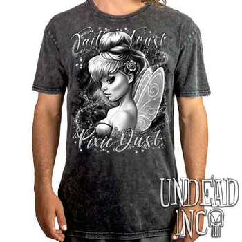 Tinkerbell Pixie Dust Black & Grey - UNISEX STONE WASH T-Shirt