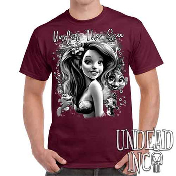 Under The Sea Black & Grey - Men's  Maroon T-Shirt
