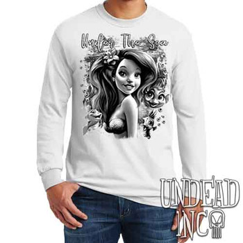 Under The Sea Black & Grey - Men's Long Sleeve WHITE Tee