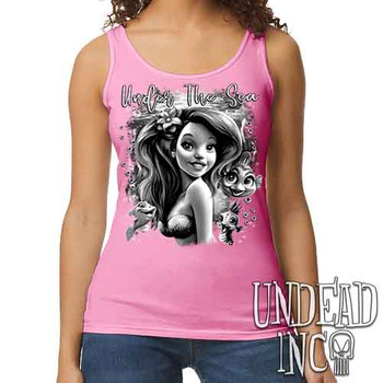 Under The Sea Black & Grey - Ladies PINK Singlet Tank