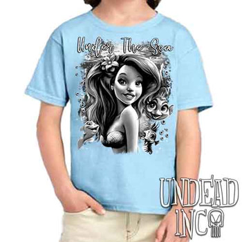 Under The Sea Black & Grey - Kids Unisex BLUE Girls and Boys T shirt