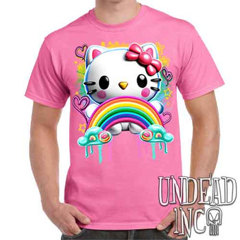 Kitty Rainbow - Men's Pink T-Shirt