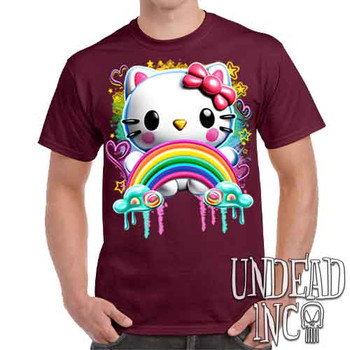 Kitty Rainbow - Men's  Maroon T-Shirt