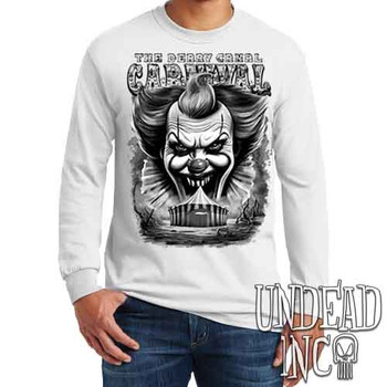 Derry Canal Carnival Black & Grey - Men's Long Sleeve WHITE Tee