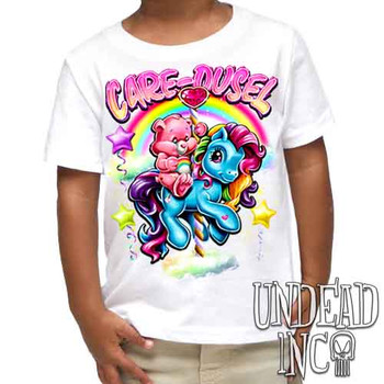 Retro Care-ousel - Kids Unisex WHITE Girls and Boys T shirt