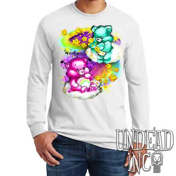 Care Bears Watercolor Wishes - Men's Long Sleeve WHITE Tee