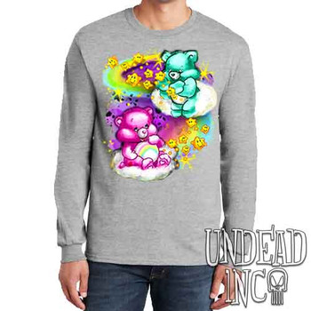 Care Bears Watercolor Wishes - Men's Long Sleeve GREY Tee