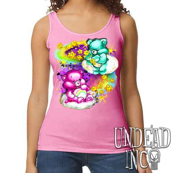 Care Bears Watercolor Wishes - Ladies PINK Singlet Tank